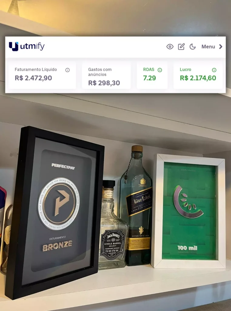 Prova social com resultados e bebidas